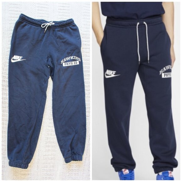 Nike X Stranger Things Men's Fleece Sweatpants Navy Blue Jogger Size M Hawkins - Picture 1 of 9